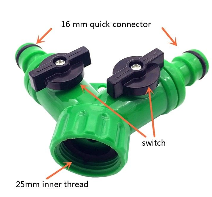 2 Way Garden Water Pipe Connectors Adapter Hose Splitter Y Shape