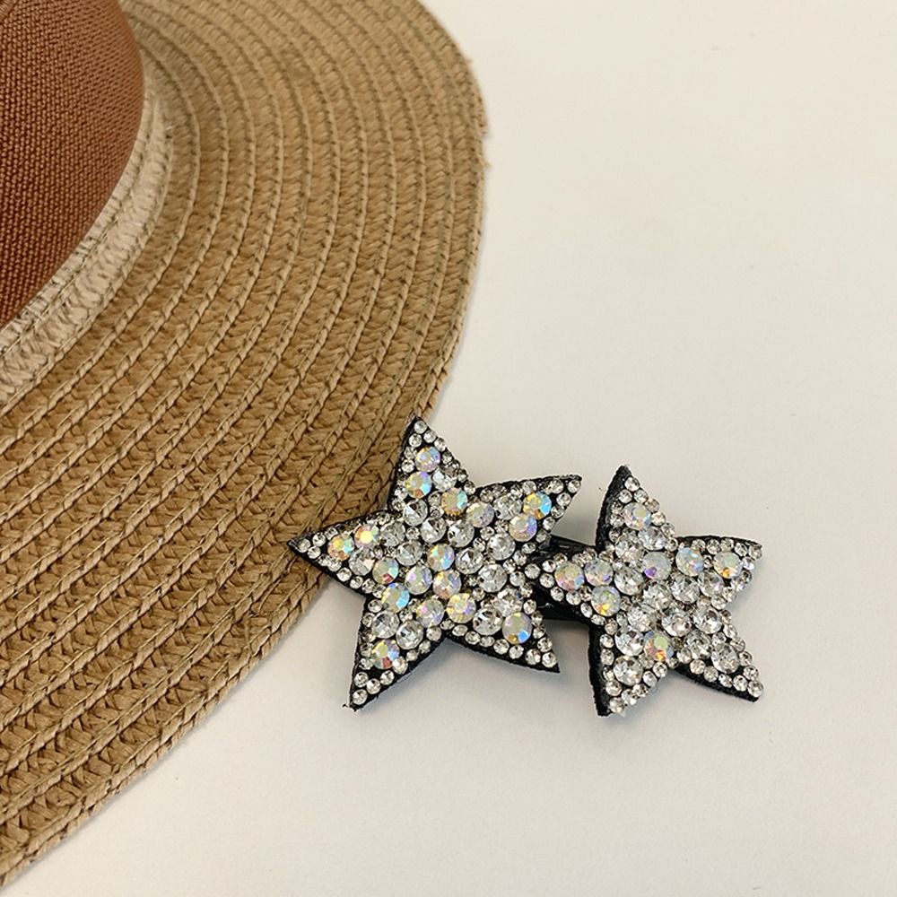GGFG Kẹp tóc hàn quốc Zircon Kẹp BB hình ngôi sao Sao Đôi Hình Học Kẹp tóc năm cánh pha lê Ngọt ngào Phong cách Hàn Quốc Kẹp tóc kim cương giả Nữ/Nữ