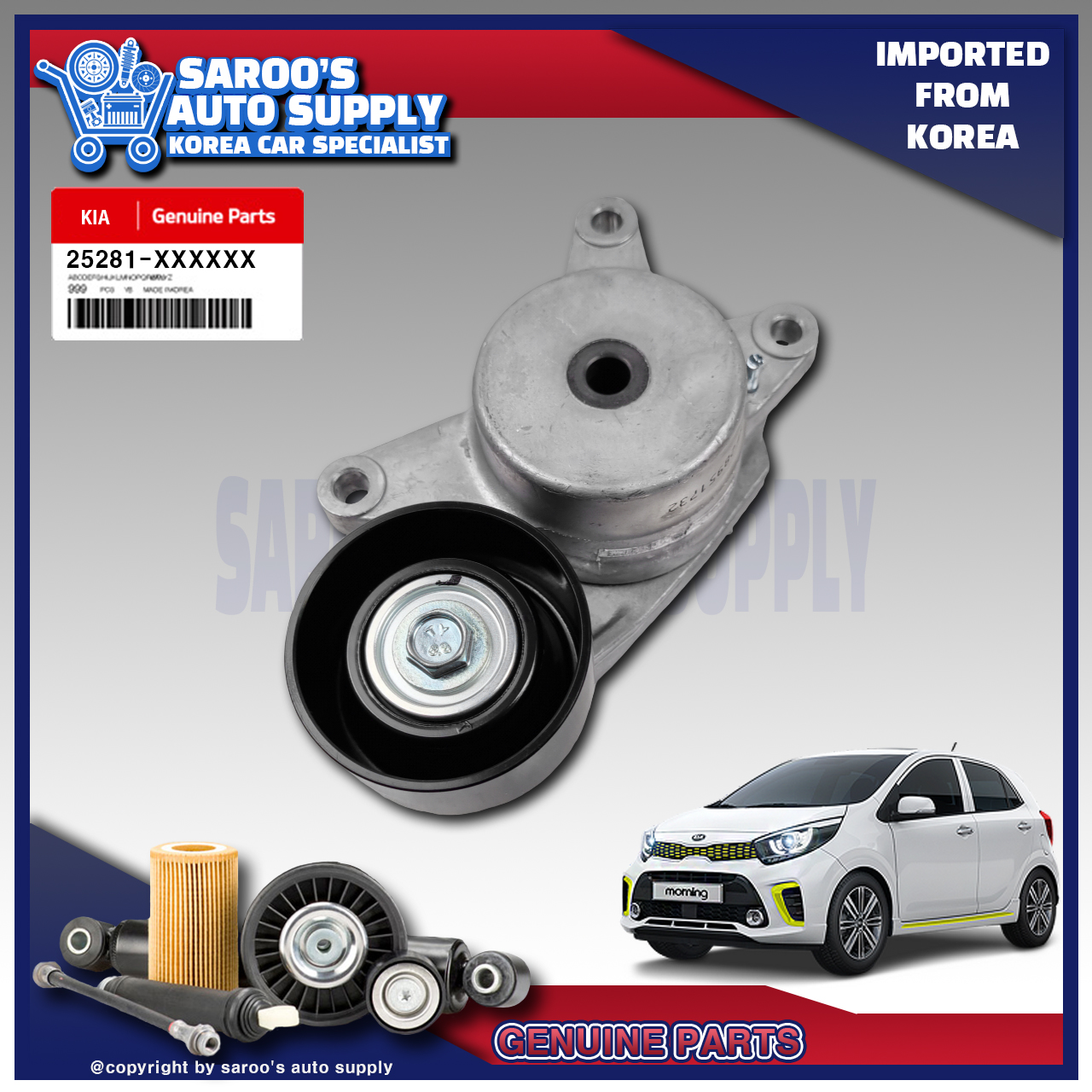 [Kappa][Genuine] Belt Tensioner For Kia Picanto , 20172022 , 1000cc