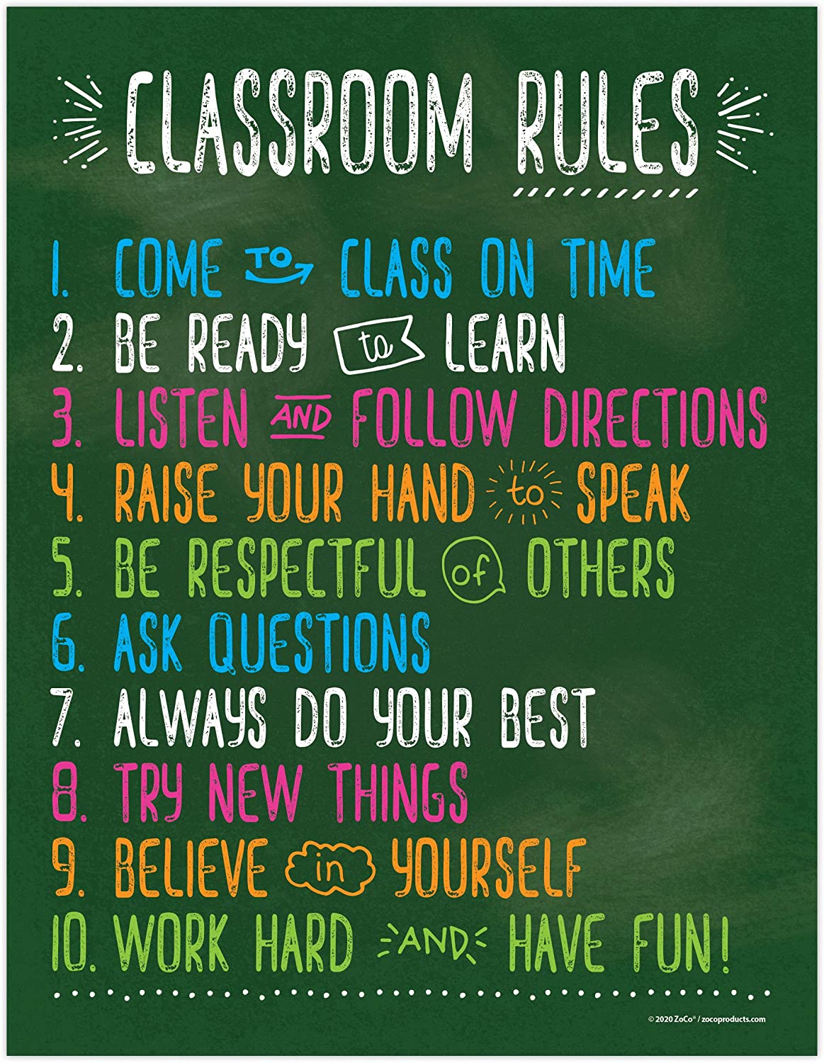 Classroom Rules Poster Classroom Expectations for Elementary Middle and ...