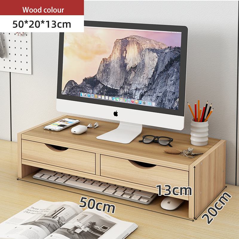 Desktop computer monitor elevated shelf laptop stand display base desk storage rack