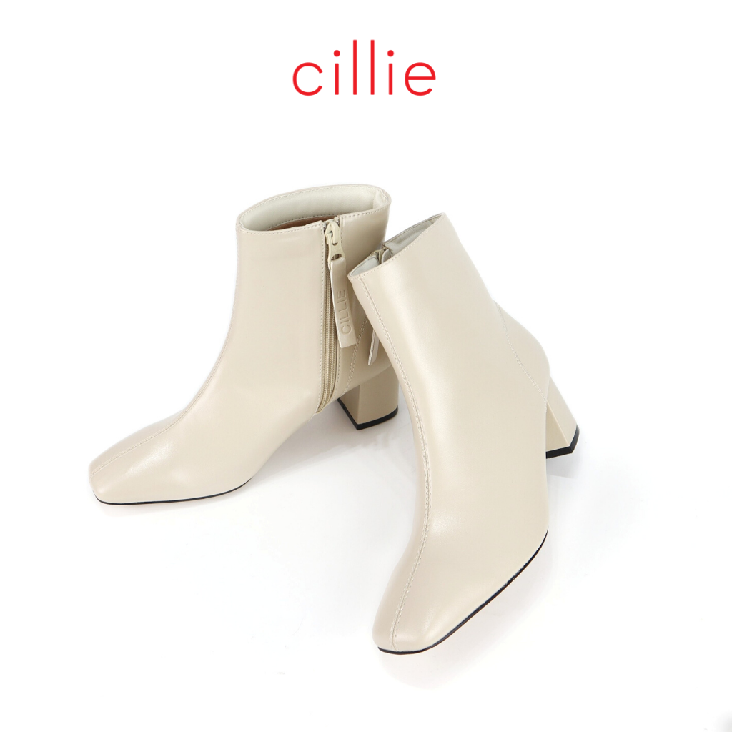 Giày boot nữ cổ thấp gót nhọn cao 8cm Cillie 1222