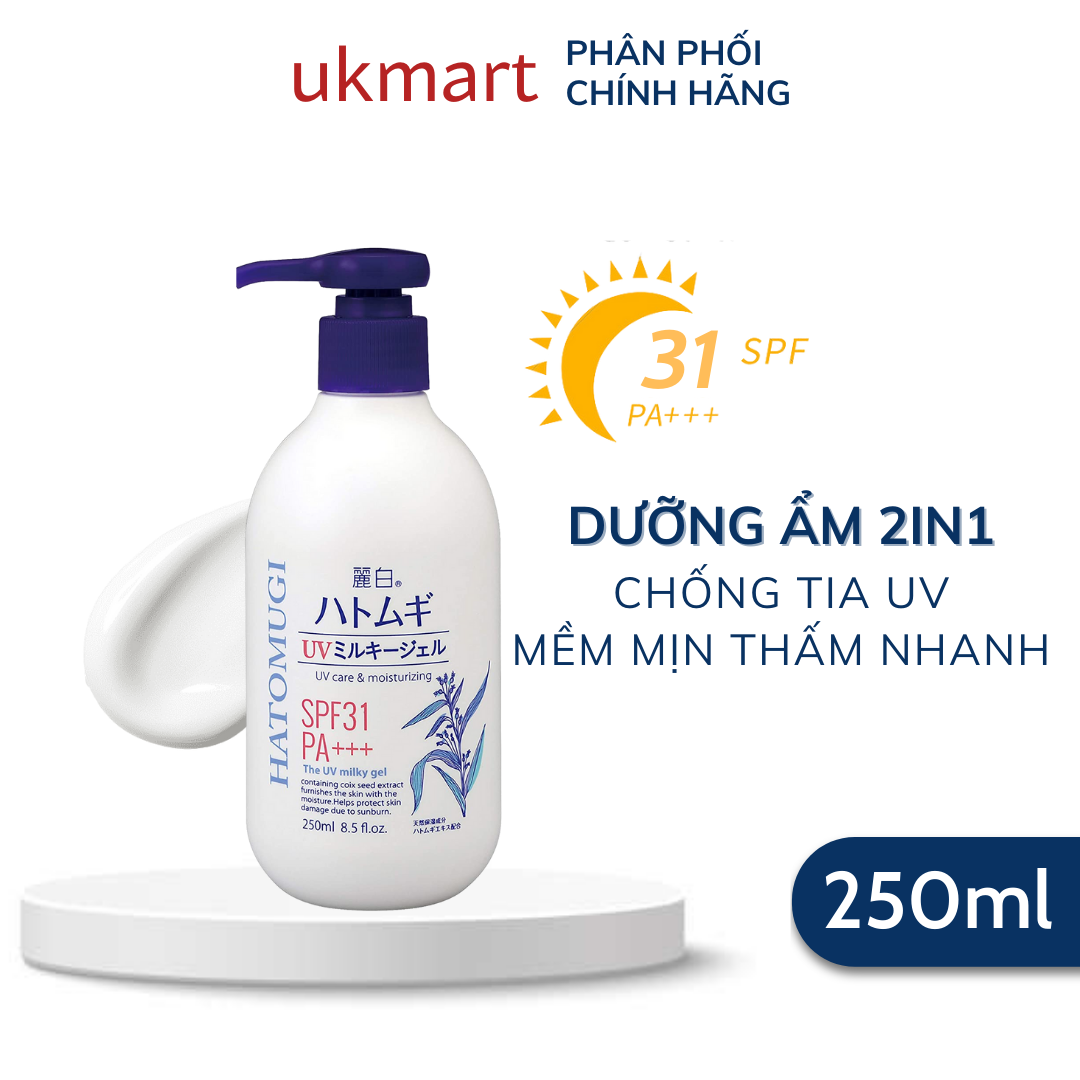 Sữa Dưỡng Thể Hatomugi SPF31 PA+++ Dưỡng Ẩm Nâng Tông Chống Nắng Dưỡng Sáng Ban Đêm 250g 400g