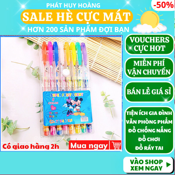Combo 8 cây bút kim tuyến 8 màu cực đẹp, bút nước kim tuyến có nhũ lấp lánh, viết kim tuyến nước đẹp, bút 8 màu cute giá rẻ, bút mực nước có kim tuyến lấp lánh, đồ dùng học tập, Phát Huy Hoàng