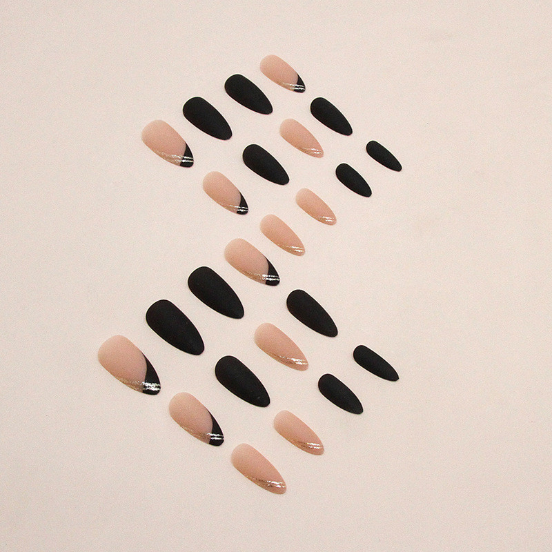 BTS%20%E3%80%90WITH%20GLUE%E3%80%9124Pcs%20Black%20Fake%20Nails%20DIY%20Art%20Design%20Cool%20False%20Nails%20Wearable%20Nails%20Pointy%20Shape%20Artificial%20Nails%20-%20Image%203