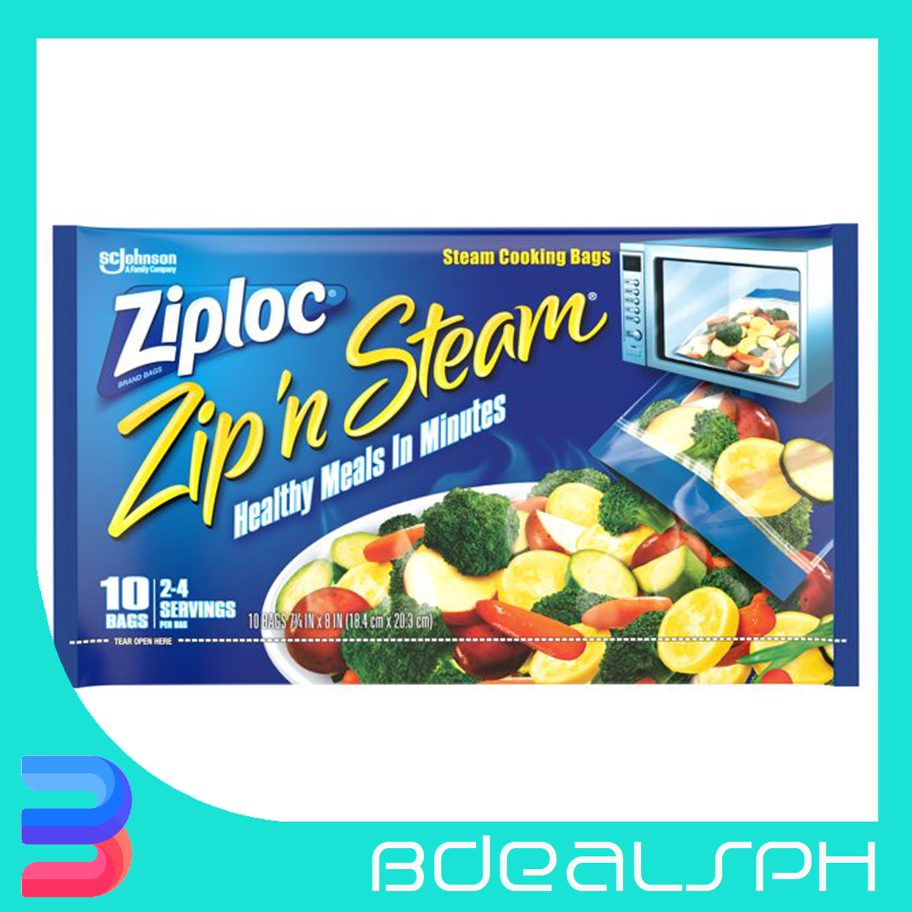 Ziploc Brand Zip 'n Steam Cooking Bags, 10 Count
