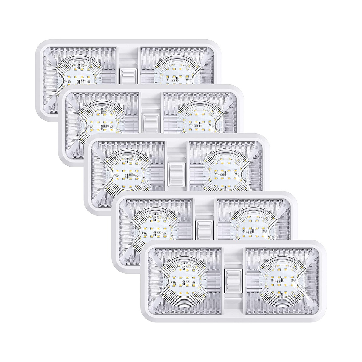 48 LED 5 Pack RV Interior Lights RV Interior Lights 640 Lumen RV LED  Ceiling Double Dome Light with Switch for Car/RV/Trailer//Boat