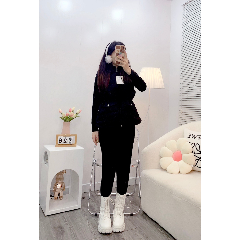 Áo phao gile nữ có mũ dây rút eo