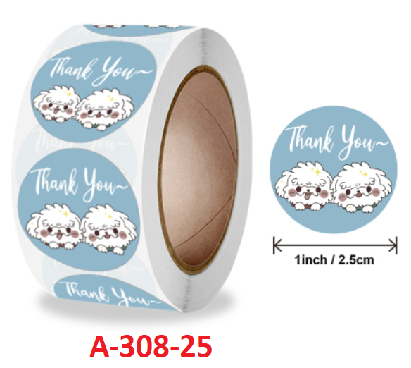 Cuộn 500 miếng dán Sticker "Thank You" - 1 style (đường kính nhãn dán 2,5cm)