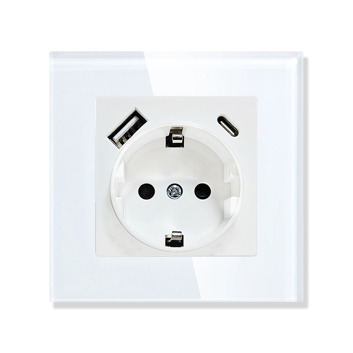 Cross-border 82 type USB socket tempered glass panel switch socket 5V2A concealed wall round box socket wholesale