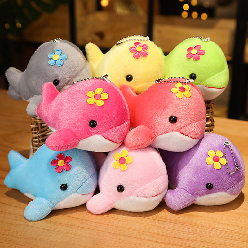 1Pc 12CM New Cute Animal Dolphin Plush Toy Small Pendant Keychain