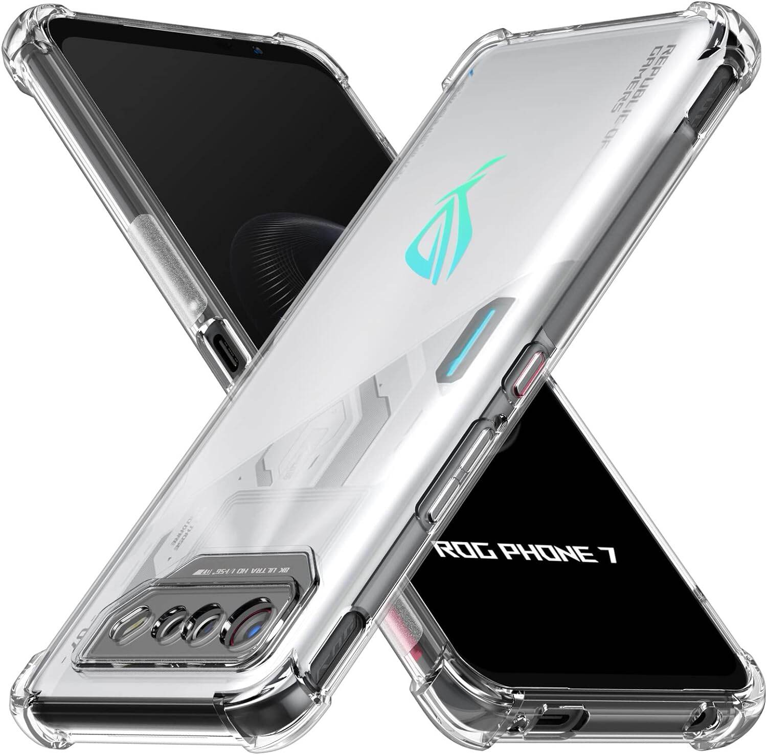 lthmy for Asus ROG Phone 7 / 7 Ultimate Transparent Soft Gel TPU Reinforced Corners Cushion Bumper Shockproof Drop Protection Case Cover.