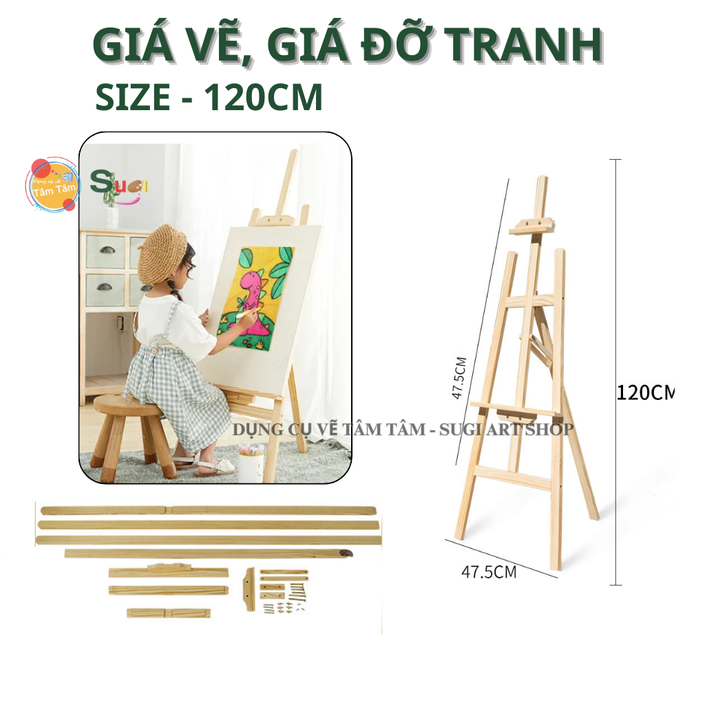 Giá vẽ, giá đỡ tranh chữ a 1m5 , có thể tháo lắp dễ dàng, điều chỉnh độ cao - giá vẽ tranh, giá đỡ bảng,