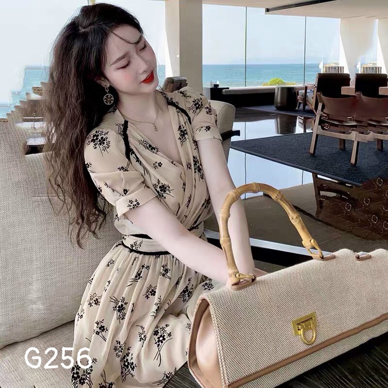 [HCM]Đầm xoè nữ voan lụa cổ tim dạo phố g256