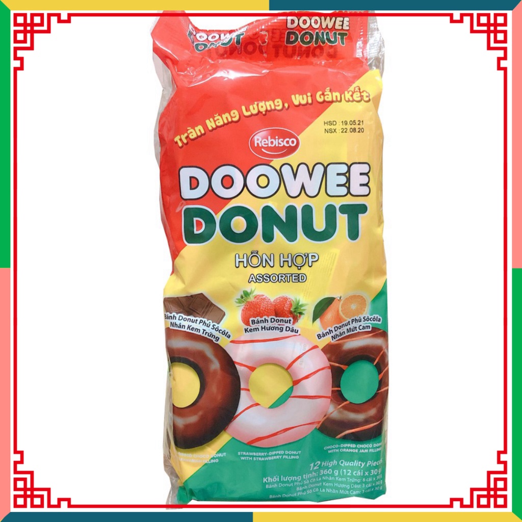 (HOT LIKE) Bánh Donut Doowee hỗn tạp Nhiều Vị (Gói 12 cái)