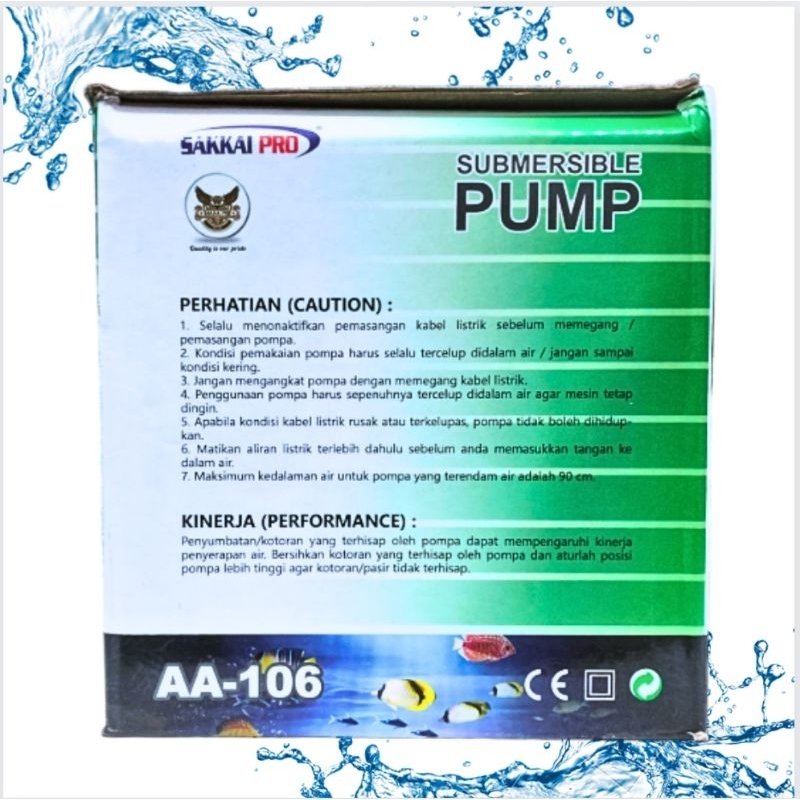 SAKKAI PRO AA 106 Pompa Kolam air mancur hidroponik
