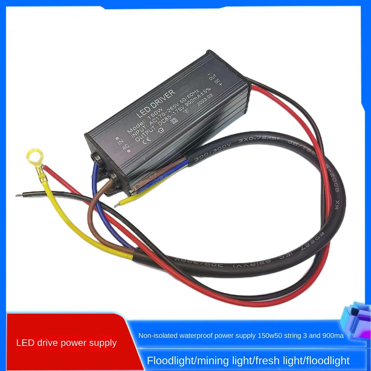 Ttbe single pressure waterproof led driver power supply, 8-30w/50w/100w/150w/200w, 24-92/105-170v/85-175v, 300ma/600ma/900m/1200ma