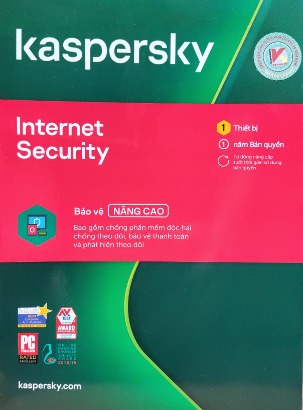 Phần mềm diệt virus Kaspersky Internet Security 1 Thiết bị/Năm - BOX NAM TRƯỜNG SƠN