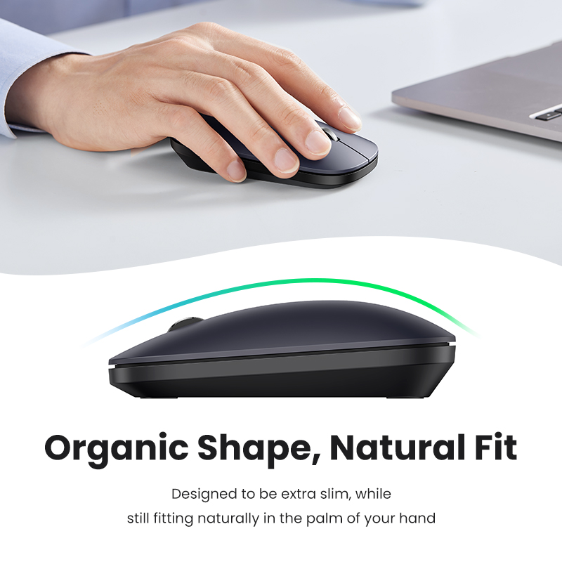 【2.4G】UGREEN MU001 Wireless Mouse 2.4G Silent Computer Mouse with USB Receiver, Ultra Slim Optical Cordless Wireless Mouse, 4000 DPI, Small Flat Portable Mice for PC, Laptop, Computer, Chromebook, MacBook Model:90372