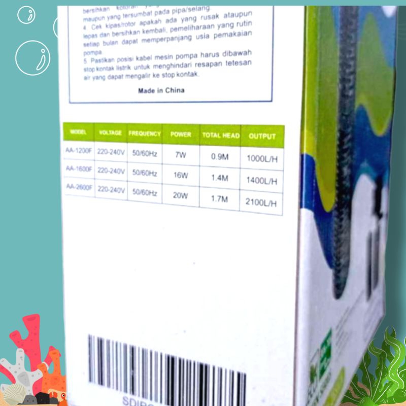 Pompa aquarium internal filter RECENT AA 2600F