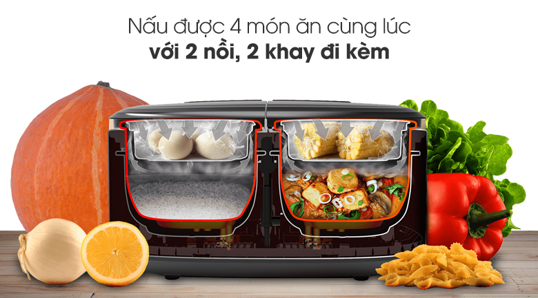 Nồi cơm 2 ngăn đa năng Sharp 1.8 lít KN-TC50VN-WH (Mẫu trưng bày mới 99% không thùng)