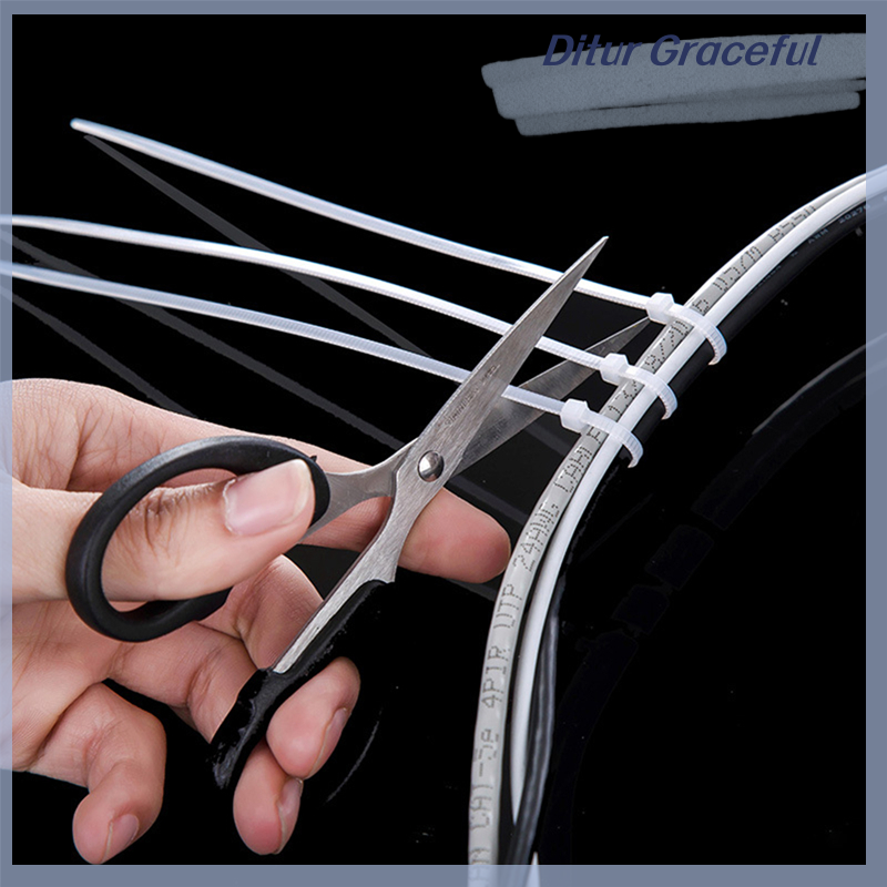 Ditur Chandrae 100pcs Fasten White Black Cable Wire Zip Ties Self Locking Nylon Cable Tie