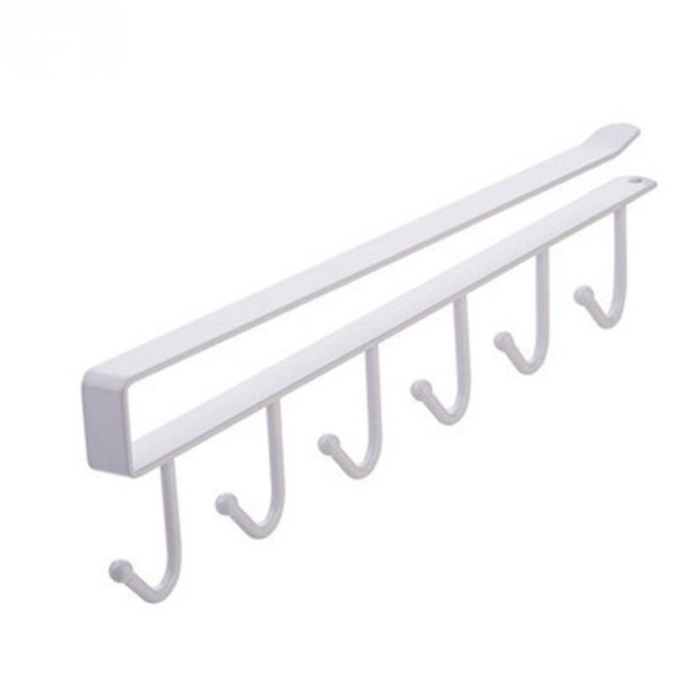 FOYOUR Double Row Iron Bathroom Kitchen Organizer Punch Free Hanging With 6 Hooks Storage Shelf Hanger Mug Cup Holder Storage Rack