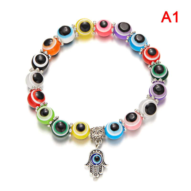 Gwuqu Evil Eye Bracelet Hand of Fatima Turkish Thousand Eyes Evil Eye Pendant Wishing Handmade Bracelet