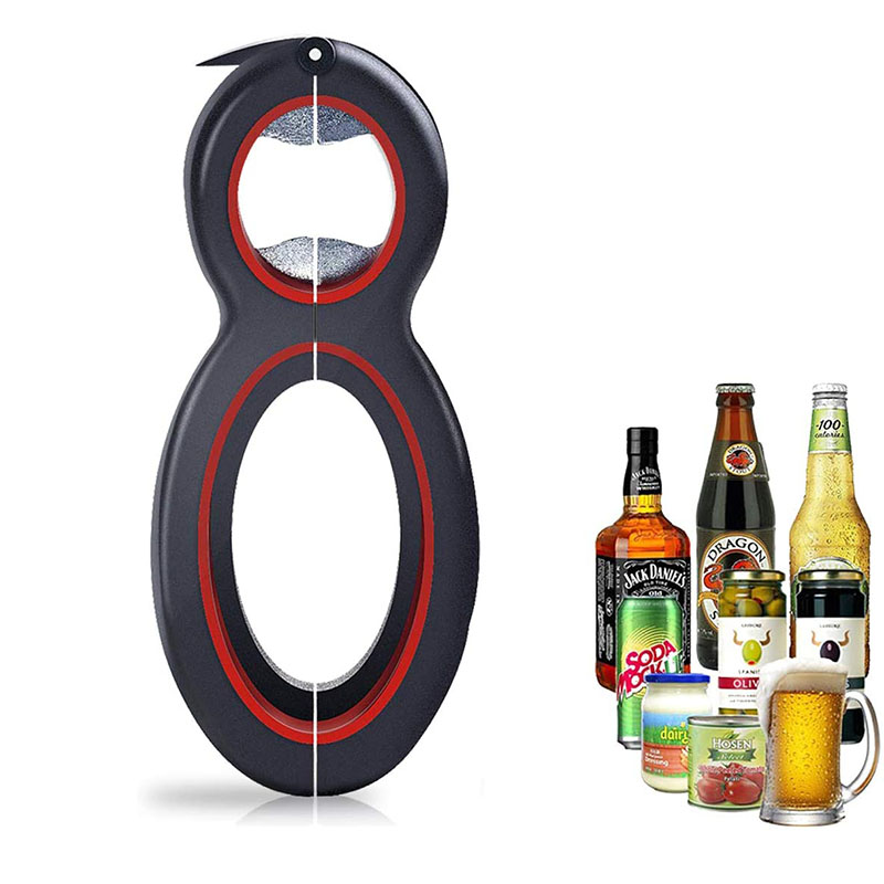 Stainless Steel Manual Opener 6 in 1 lid jar opener, screw cap jar bottle opener, manual non slip, 6-in-1 multifunctional bottle opener. 