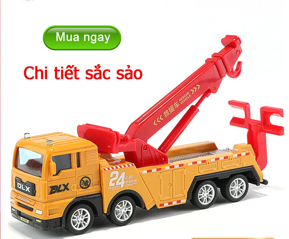Đồ chơi mô hình xe cần cẩu cứu hộ 24h cho bé, chất liệu nhựa nguyên sinh an toàn, sắc sảo bền và đẹp, TẶNG kèm 1 xe ô tô mini xinh xắn, đáng yêu