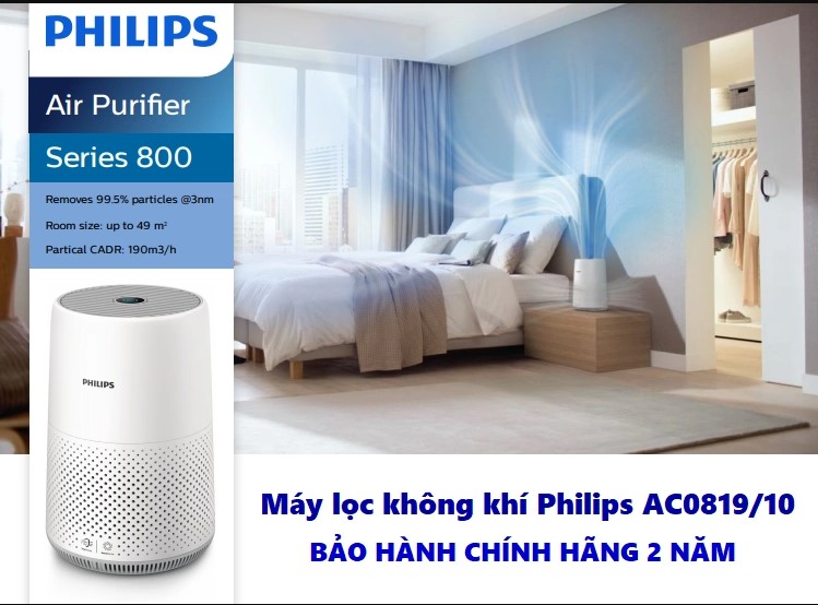 Máy Lọc Không Khí Philips AC0850/20 / Philips AC0819/10, Philips Air Purifier, Air Filter, Bộ Lọc HepaLoại Bỏ 99% Vi Khuẩn Và Bụi Bẩn, Không Gây Ồn, Dùng Cho Phòng 50m2, Nhập Đức, Bảo Hành 12 Tháng