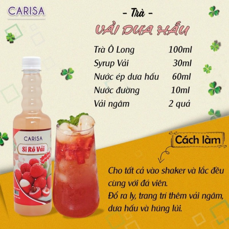Siro Carisa Làm Trà Trái Cây Chai 500ml