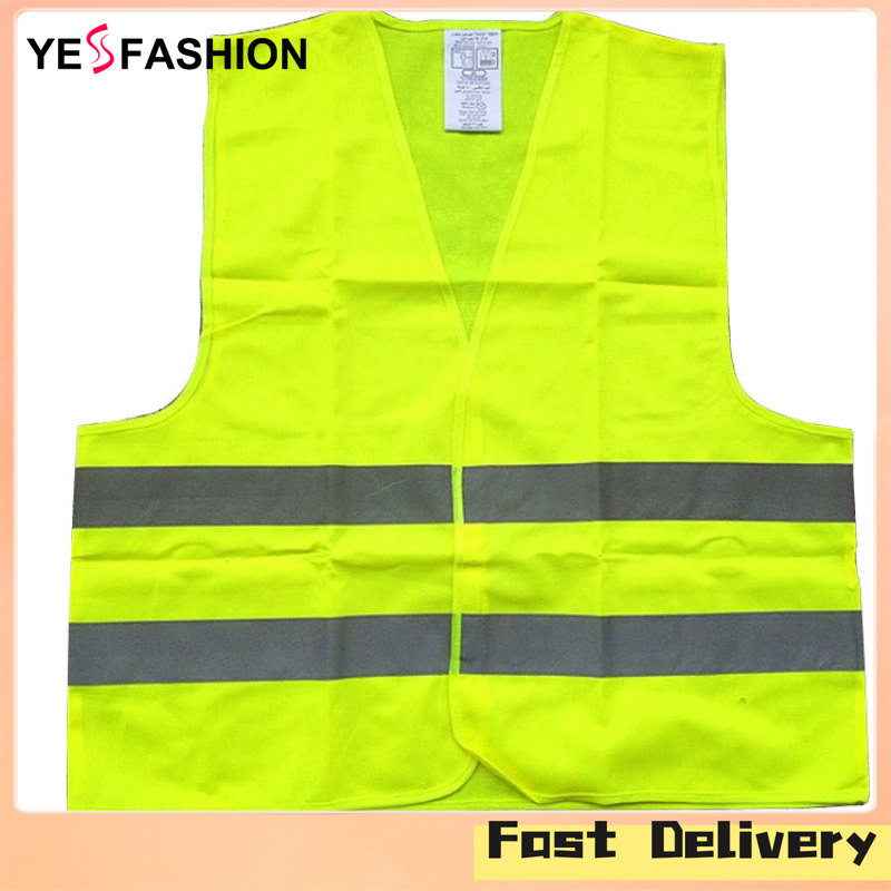 Yesfashion Store IN stock Fluorescent Green Reflective Vest Sleeveless Tops Traffic Running Safety Reflector with Reflective Stripe