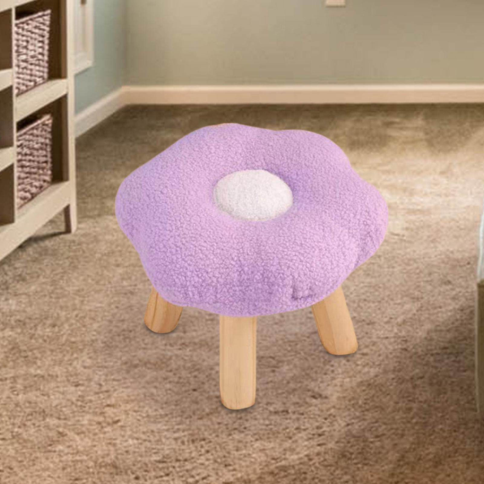 Fityle under Desk Sofa Stool Cartoon Multipurpose Shoes Changing Flower Shape Small Foot Stool Ottoman for Living Room Bedside Apartment Entryway