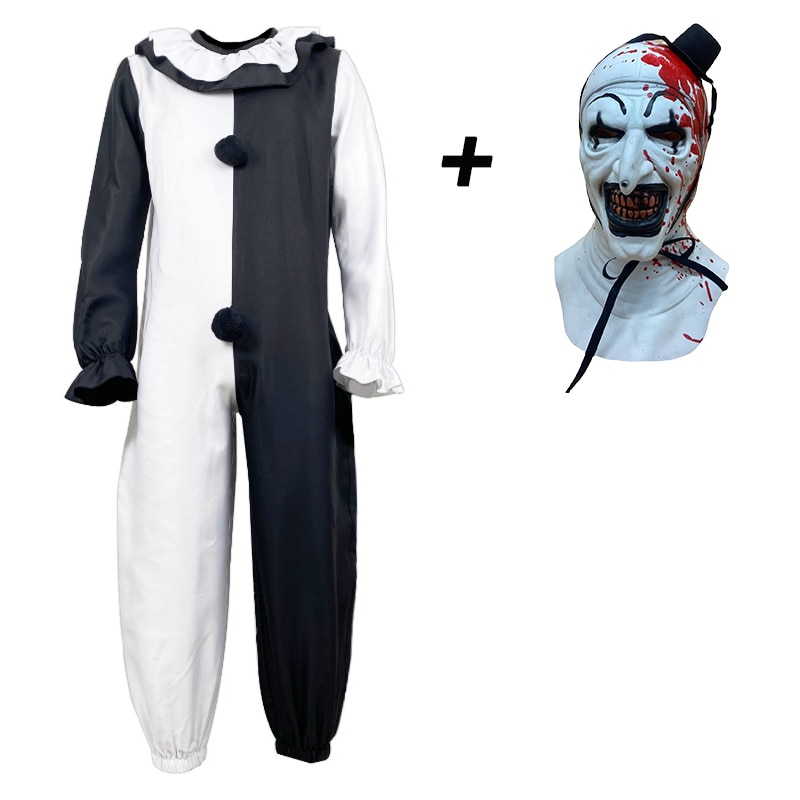 Movie Terrifier 2 Art The Clown Cosplay Costume Jumpsuit Hat Mask ...