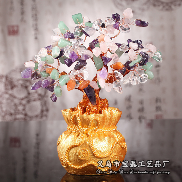 Cây thần tài, cây tài lộc, cây đá phong thủy, cây phát tài, phát lộc, cây trang trí may mắn cao 18cm