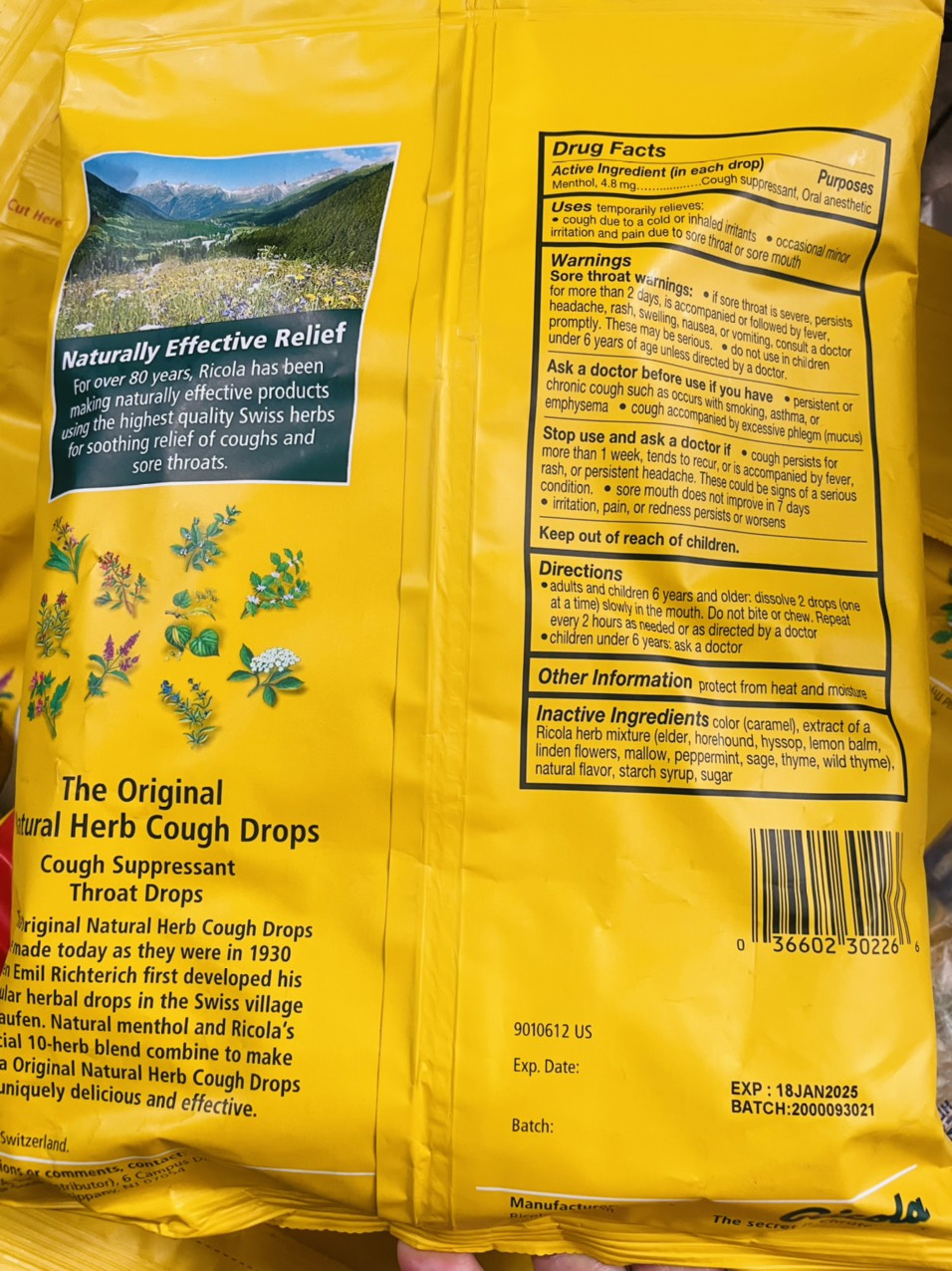 Kẹo ngậm Ricola thảo mộc tự nhiên