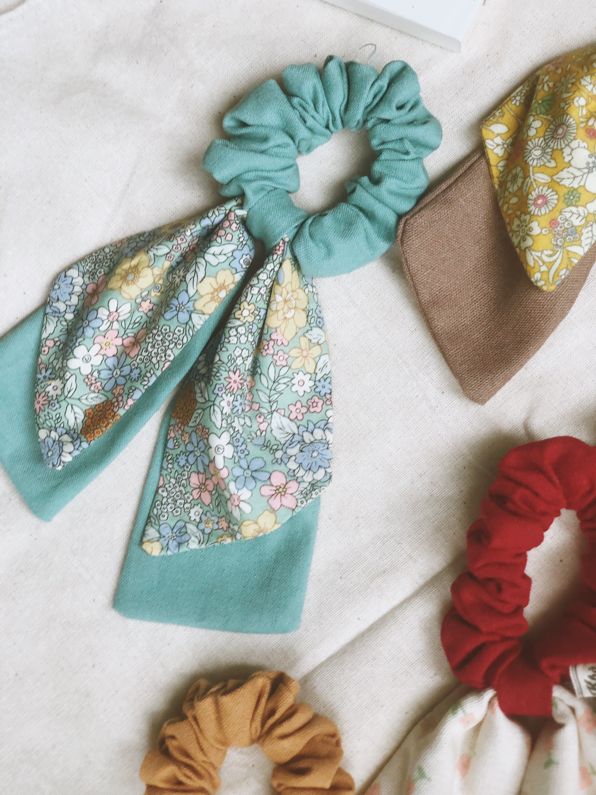 Nơ cột tóc handmade - Buộc tóc vải linen