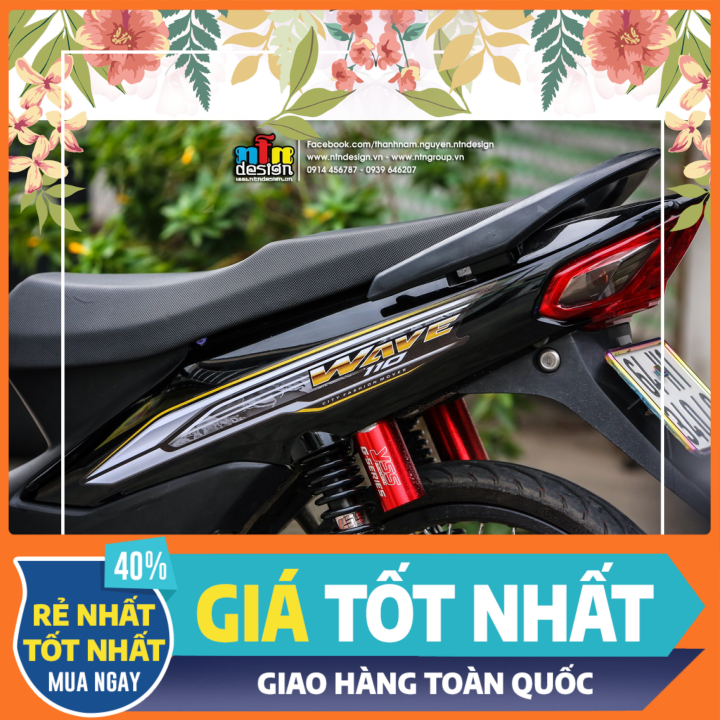 Tem rời Wave Alpha 110 đen mẫu mới đơn giản