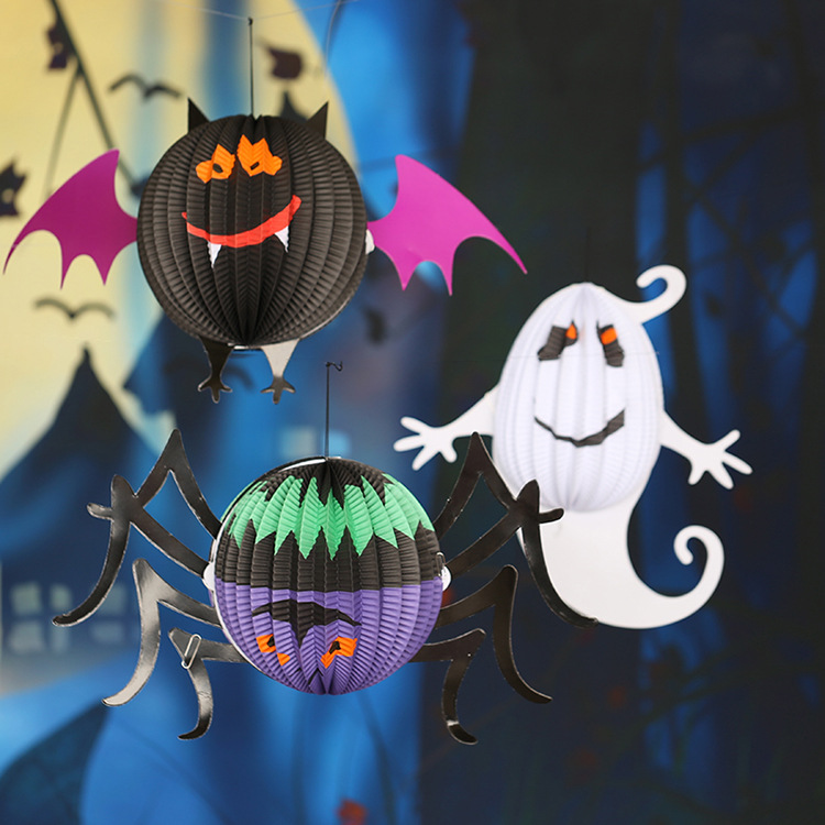 【Yibei Fairy Tale Toy City】decoration props paper pendant spider pumpkin ghost garland bar haunted house decoration prank.
