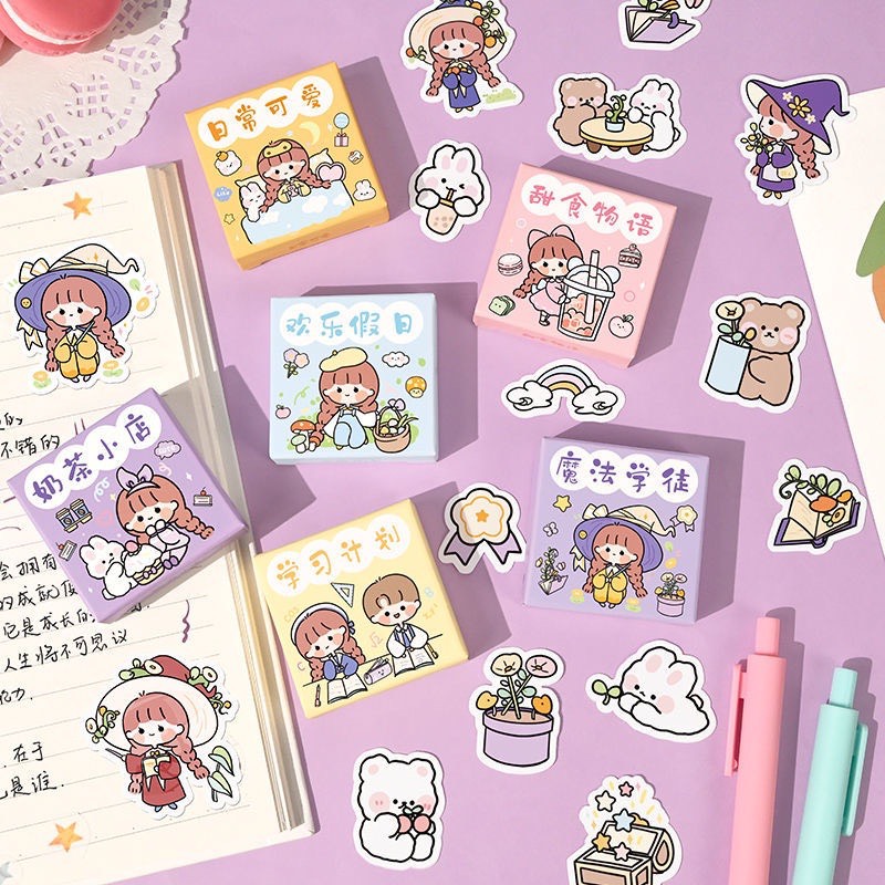 Hộp 50 tờ sticker dán cute