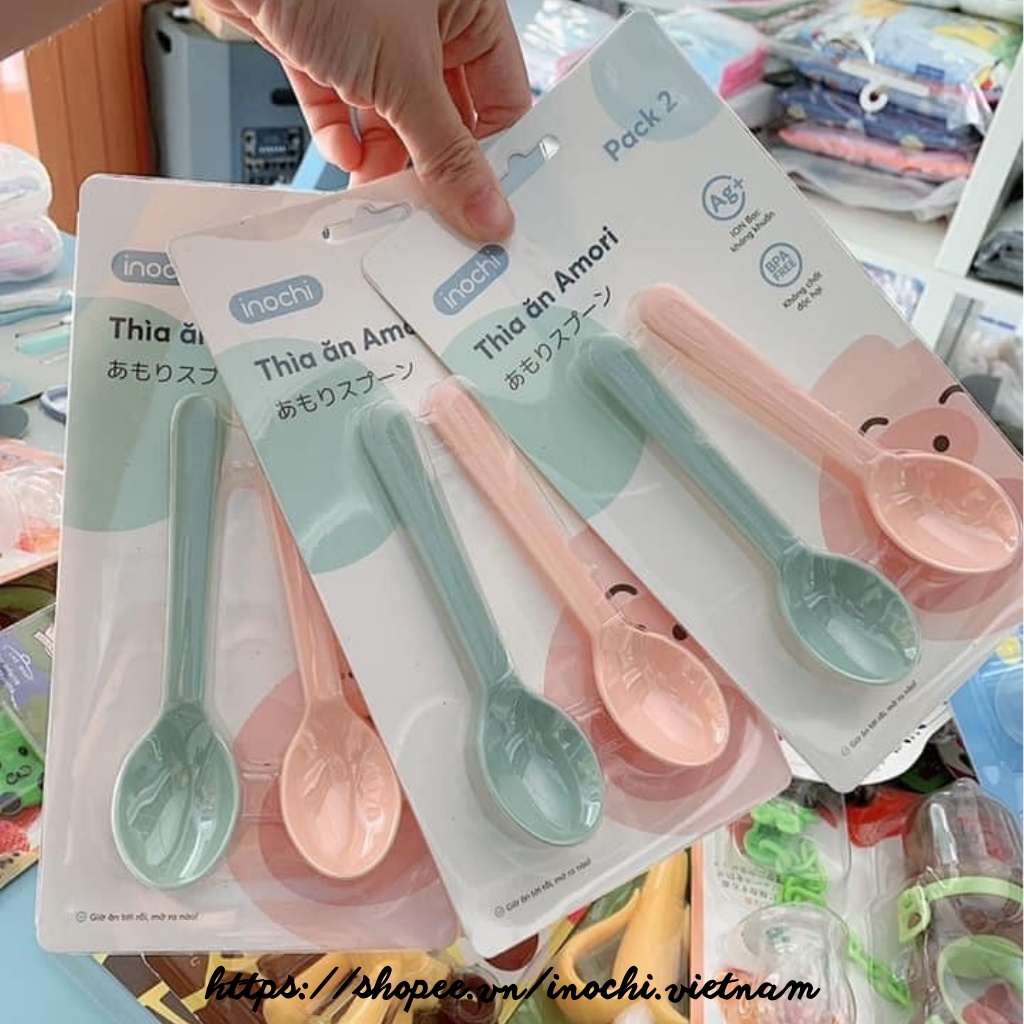 Set 2 thìa ăn , muỗng ăn dặm Amori cho bé ( giao màu ngẫu nhiên )
