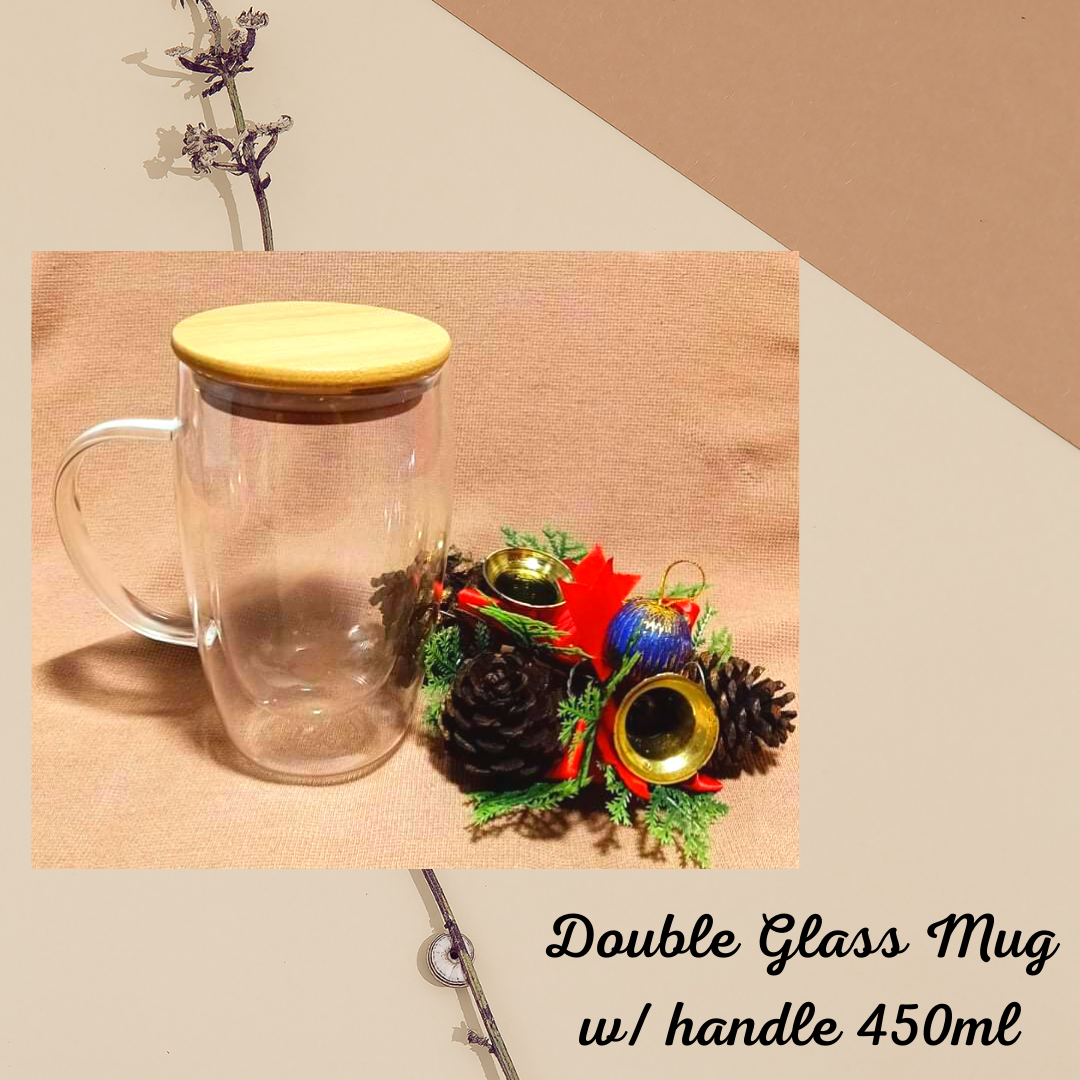 DOUBLE WALL GLASS MUG WITH HANDLE 450ML (PERSONALIZED) Lazada PH