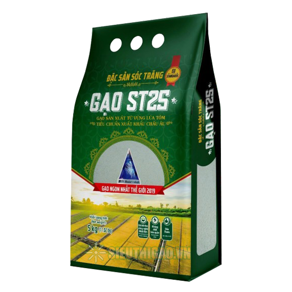 Gạo ST25 Vinaseed - gạo ngon chuẩn giống lúa ST25 (túi 5kg)