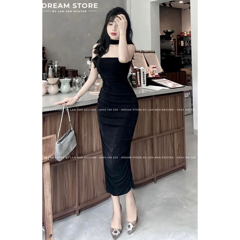 Đầm body cúp ngực kèm dây choker