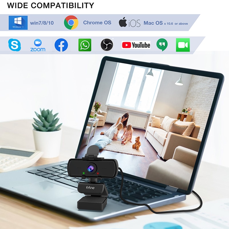 FIFINE 1440P Full HD PC Webcam With Microphone, Tripod, For USB Desktop & Laptop,Live Streaming Webcam For Video Calling-K420