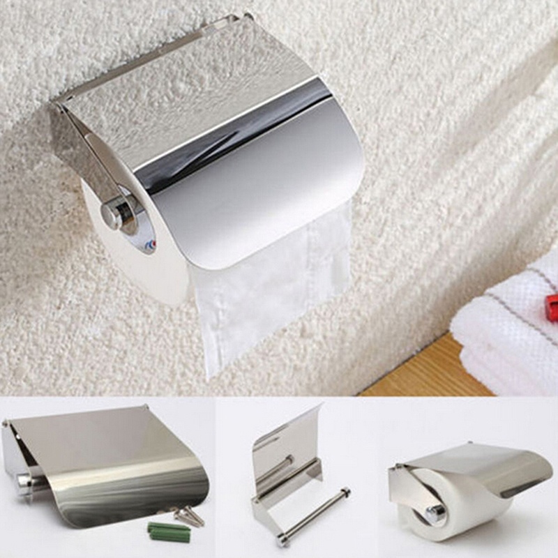 Tantuoye Stainless Steel Bathroom Toilet Paper Holder Roll Tissue Box Wall Mounted Holder