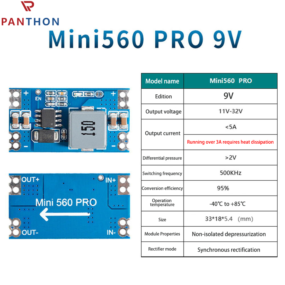 PANTHON High Efficiency Output 3.3V 5A mini560 Step Down DC-DC Converter Voltage Regulator Buck Stabilized Power Supply Module