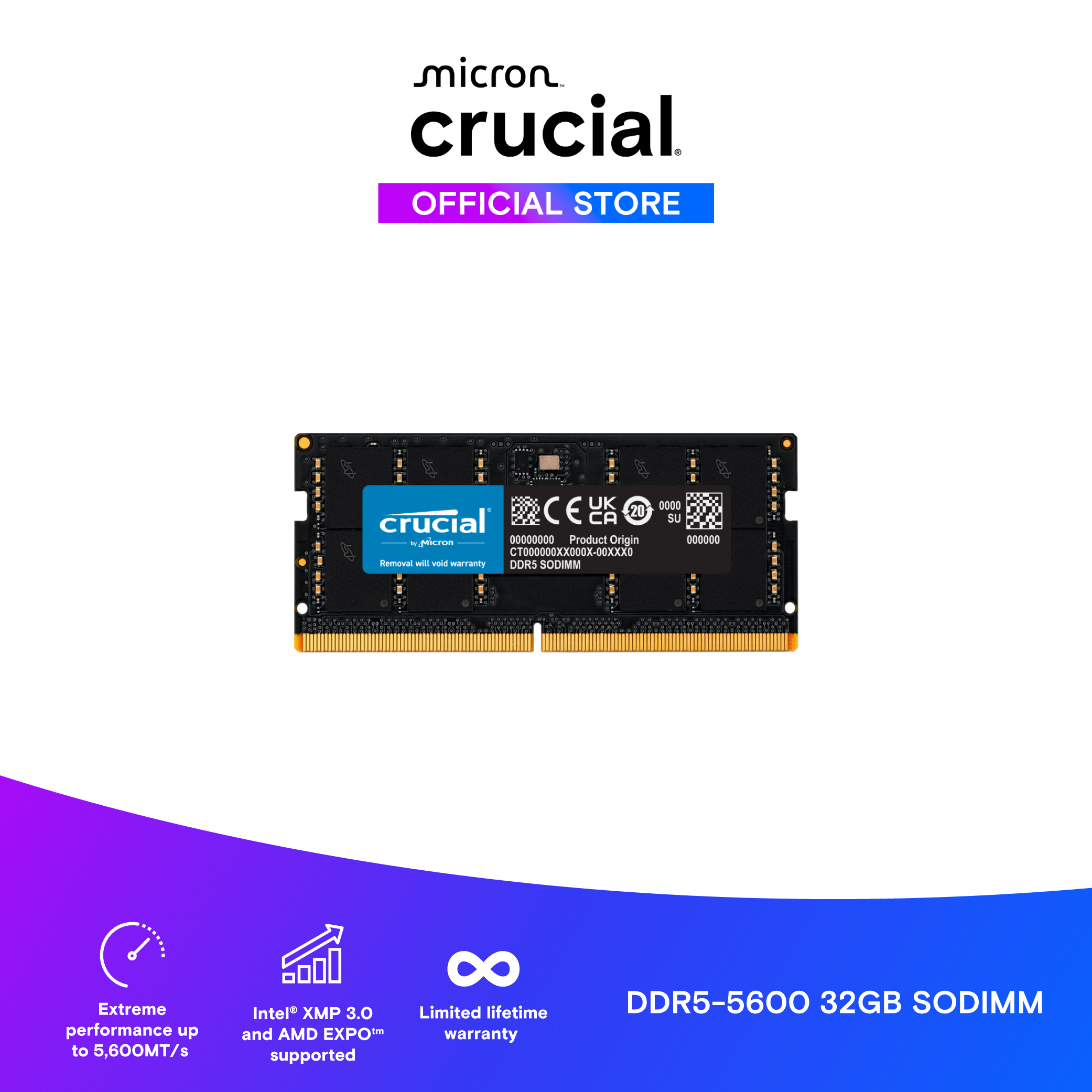 Crucial 32GB DDR5-5600 SODIMM - CT32G56C46S5 | Lazada Singapore