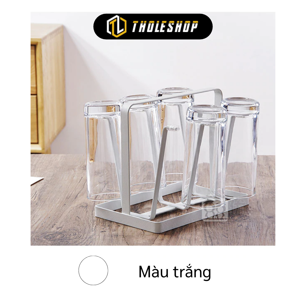Khay úp ly cốc - Giá úp ly tách bằng sắt cao cấp - Giá úp lu - Giá treo 6 ly thoát nước tiện dụng